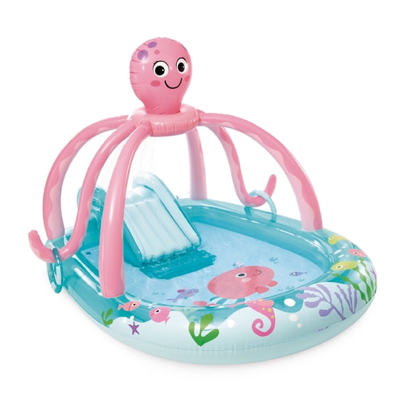 Open Box Friendly Octopus Inflatable Play Center W/ Water Slide, Kids Ages 2+
