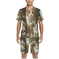 thumbnail image 5 of joogoo Men's Pajama Set Cute Cats in Garden V-Neck Pj Shorts Set 2 Piece Loungewear Sleepwear M, 5 of 7