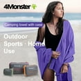 thumbnail image 2 of 4Monster Camping Towel Microfiber, Fast Drying Travel Towel, Purple, M, 2 of 8