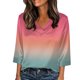 thumbnail image 2 of Xuyuer Women's Holiday Floral Print V-Neck 3/4 Sleeve Casual Loose Shirt, 2 of 5