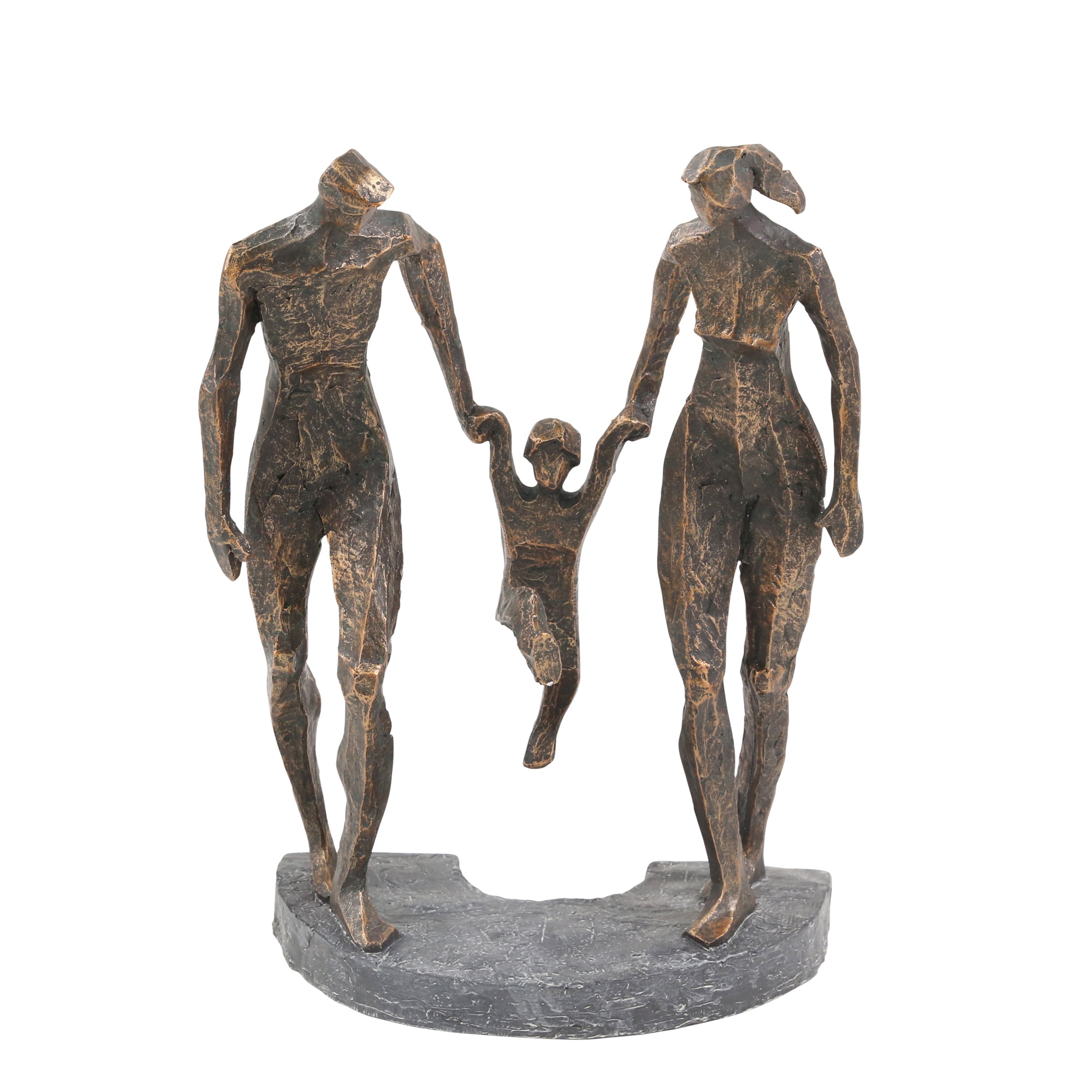 POLYRESIN 13" FAMILY SCULPTURE, BRONZE