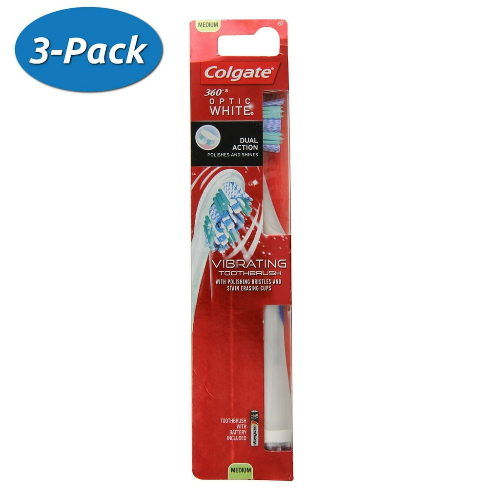 3 Pack Colgate 360 Optic White Sonic Power Toothbrush, Full Head