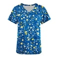 thumbnail image 3 of cocolona Scrubs for Women, V Neck Short Sleeve Scrubs Tops Fashion Casual Floral Print Workwear T-shirts Work Uniform with Pockets, 3 of 4