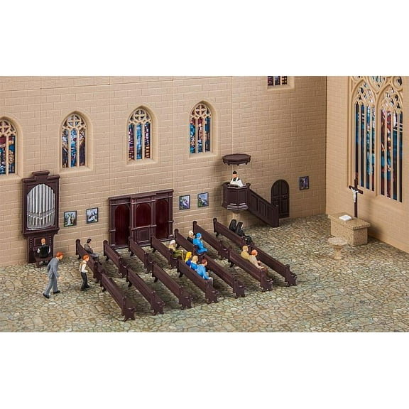 Faller HO Scale Scenery Accessory Kit Church Interior Details Pews/Organ/Pulpit