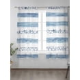 thumbnail image 2 of Abstract Sheer Curtains 2 Panels Set Blue Gradient Geometric Striped Retro Farmhouse Lihgt Filtering Rod Pocket Voile Drape, Semi Sheer Window Curtains for Bedroom Living Room, 52"x63", 2 of 5