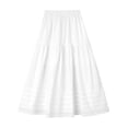 thumbnail image 2 of Women Maxi Skirt Elastic Waist Peasant A Line Flowy Swing Lace Skirt Long Lace Trim Pintuck Tier Skirt (White S), 2 of 5