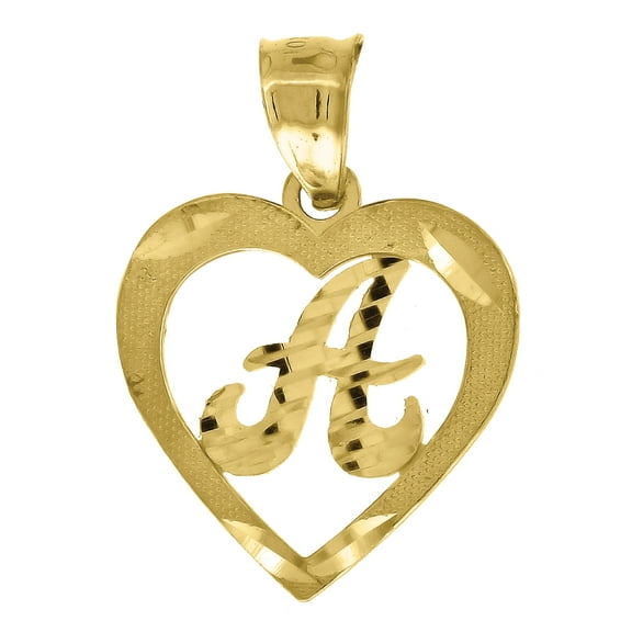 10k Real Yellow Gold Women Initial "A" Alphabet Diamond Cut Pendant 0.8g Charm
