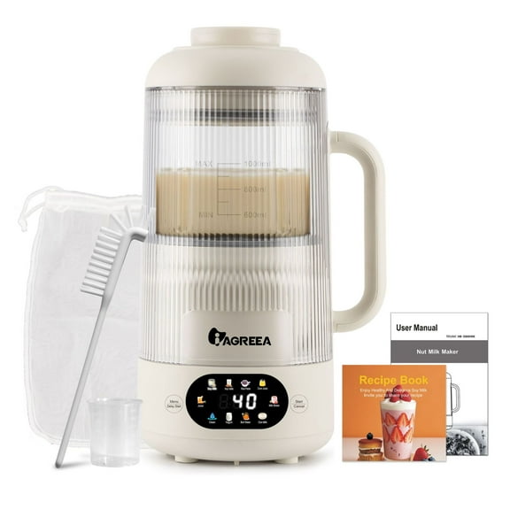 35oz Noise Reducing Nut Milk Maker Machine, 10 in 1 Automatic Soy Milk Maker with 8 Blades, Homemade Oat, Juice, Yogurt, Milk Shake, Visual, 12H Delay, 6H Keep Warm, BPA-Free, Self-Cleaning