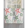 thumbnail image 3 of Tier Curtains 45 Inches Long, Red Sage Green Starfish Coastal Window Treatment Curtain Drapes, Beach Nautical Coral Sea Window Half Privacy Curtains for Bedroom Bathroom, 42"x45", 2 Panels, 3 of 7