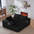 thumbnail image 3 of Lunale L-Shaped Modular Sectional Sofa with Movable Chaise, 3-Seater Boneless Cloud Couch for Living Room, Black(Left Facing Chaise), 3 of 6