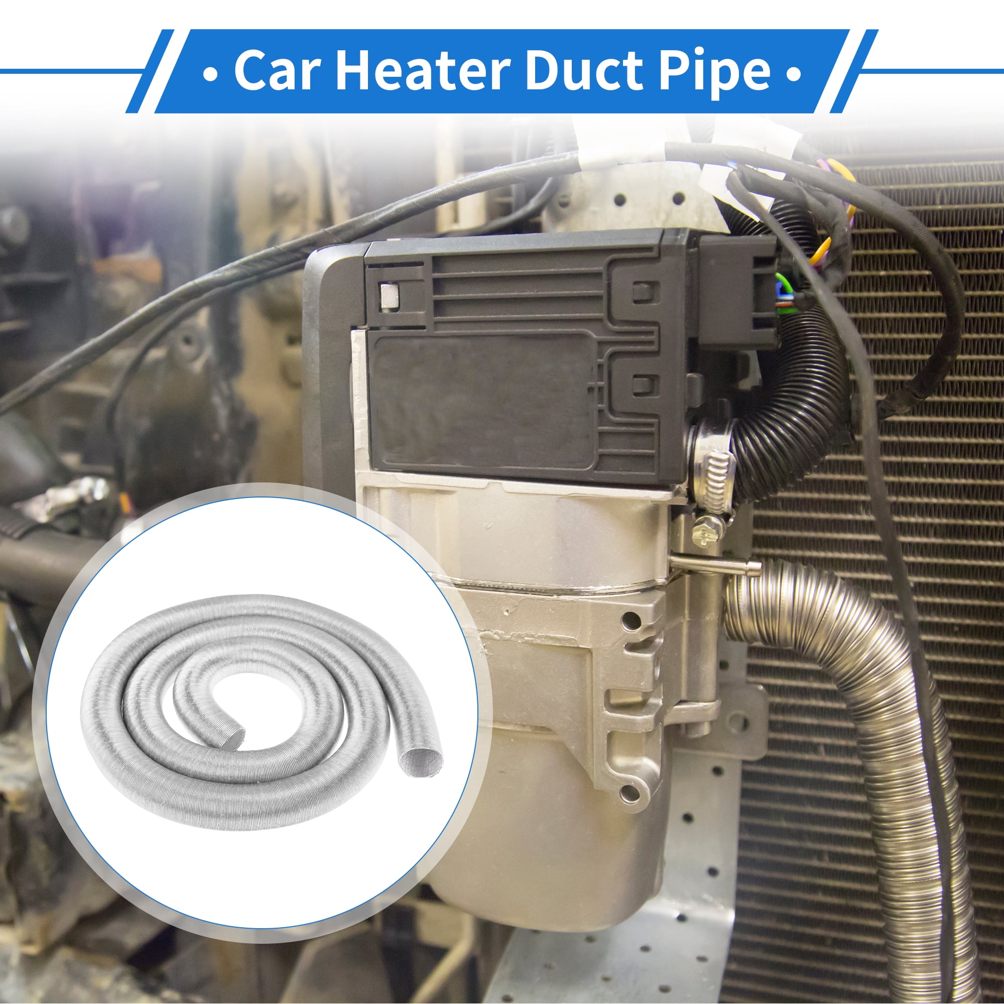 Unique Bargains 42mm Dia 500cm Car Heater Duct Pipe   Aluminum Foil Warm Air Ducting Hose for Diesel Heater Silver Tone