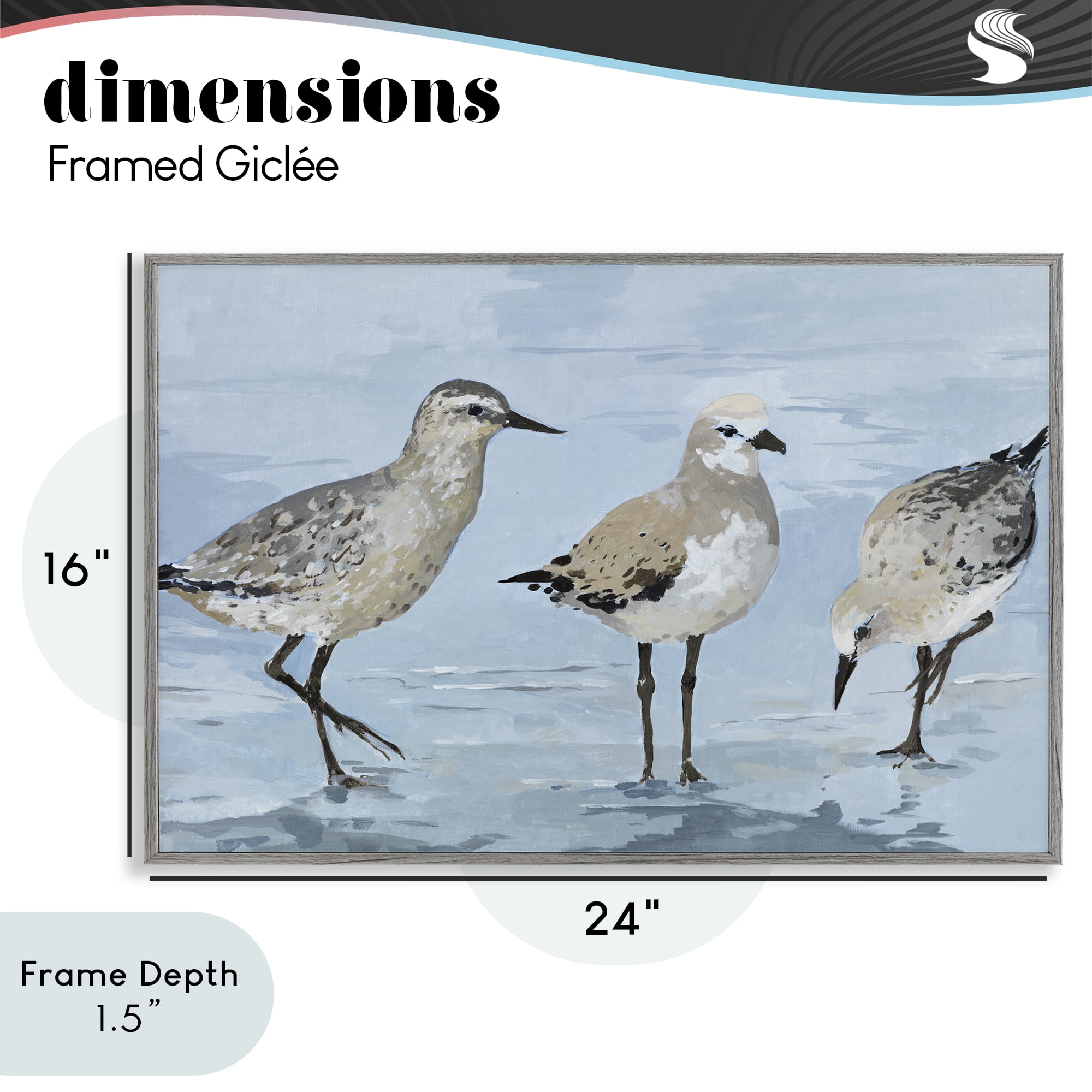 Stupell Industries Sandpipers Beach Coastal Scene Gray Framed Giclee Art, design by Lorenzo Collective