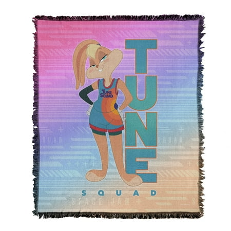 Space Jam: A New Legacy Blanket, 50'x60' Lola Toon Squad Woven Tapestry Cotton Blend Fringed Throw