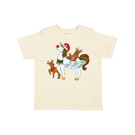 

Inktastic Cute Christmas Unicorn with Reindeer and Santa Hat Gift Toddler Boy or Toddler Girl T-Shirt