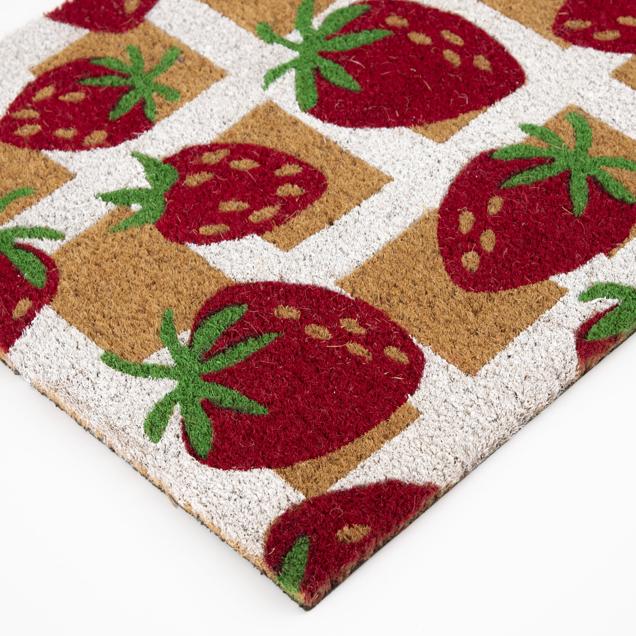 Mainstays Strawberry Grid Coir Doormat, 18"x30"