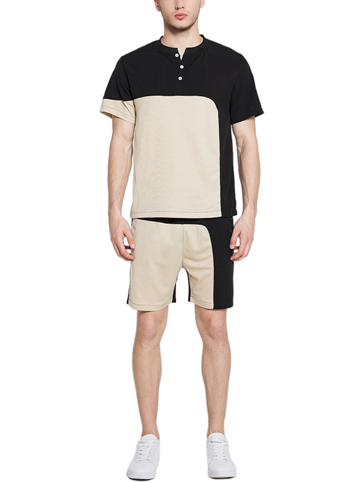 Men's Summer Tracksuit Set T-Shirts Casual Tee Shorts Suit Jogging Short Sleeve 
