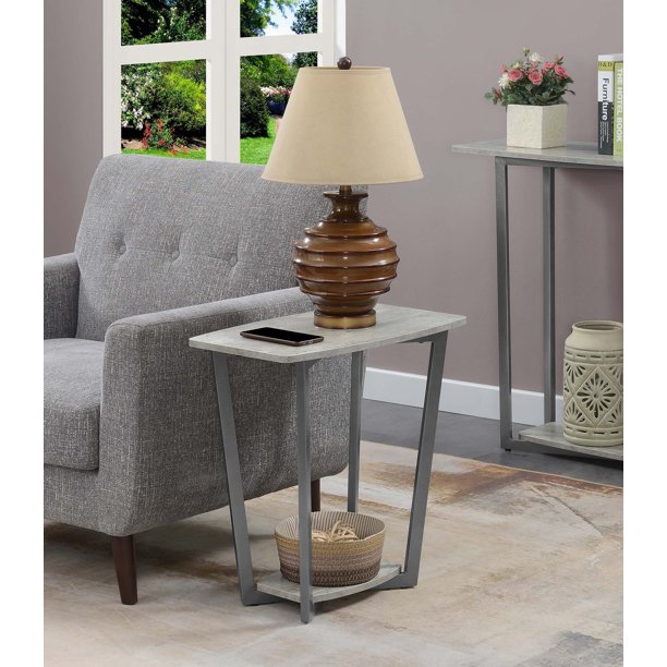 Convenience Concepts Graystone End Table with Shelf, Faux Birch/Slate ...