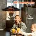thumbnail image 3 of SKYSHALO Ceiling Mounted Patio Warmer, 1500W Electric Infrared Heater for Outdoors/Indoors, IP34 Rated with 23.6 inch Pull Cord & 20 inch Chain, Suitable for Deck, Patio, Dining Area, Workshop, 3 of 9