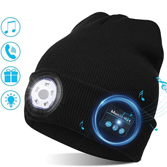 Bluetooth 5.0 LED Beanie Hat with LED Light Built In Stereo Speakers and Mic Warm Hat for Sports and Outdoors
