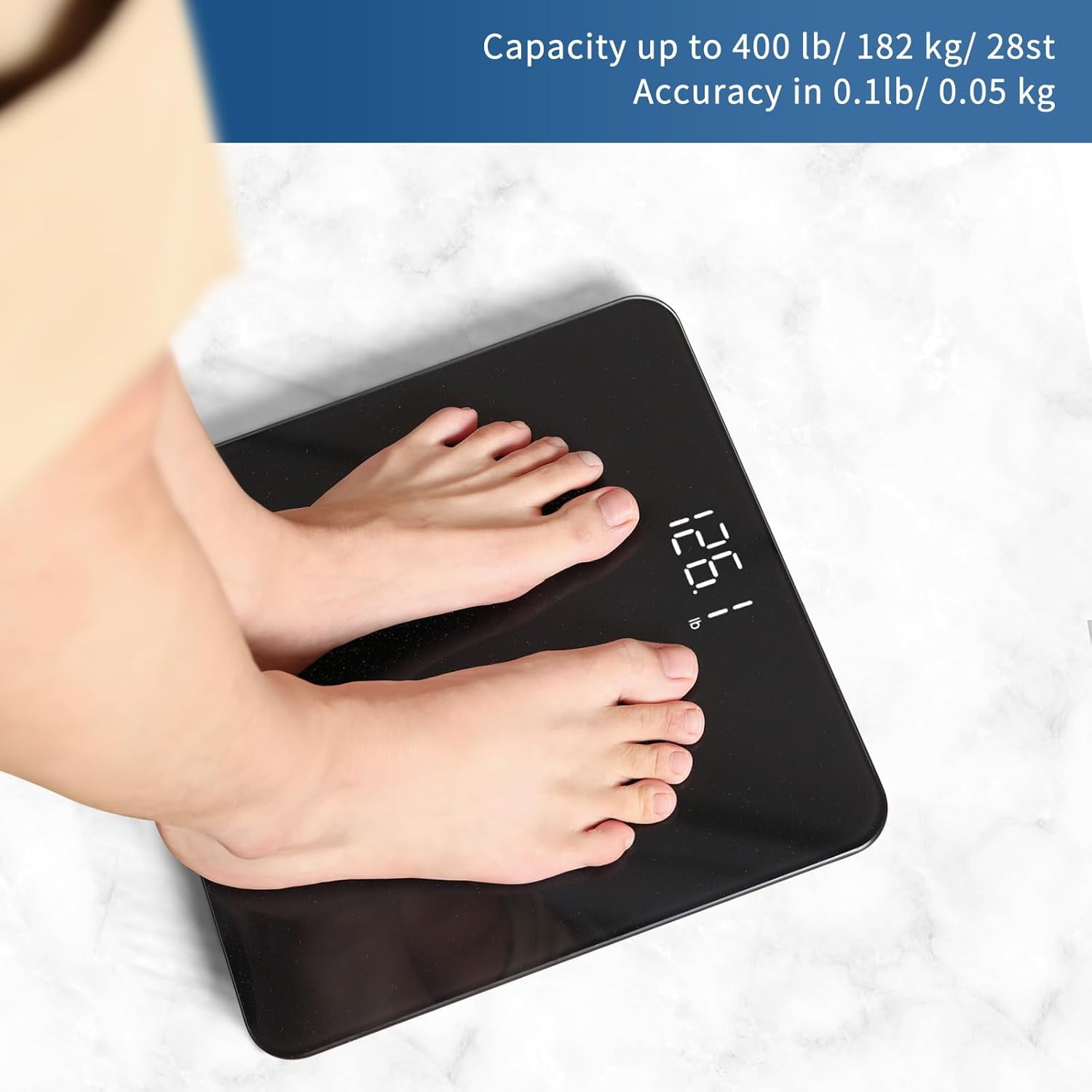 Scale for Body Weight, High Accuracy 0.1lb by Our Professional Factory Since 2001, Digital Weight LED and Step On, 3*AAA Batteries Included, 400lb/182kg, Spray Silver