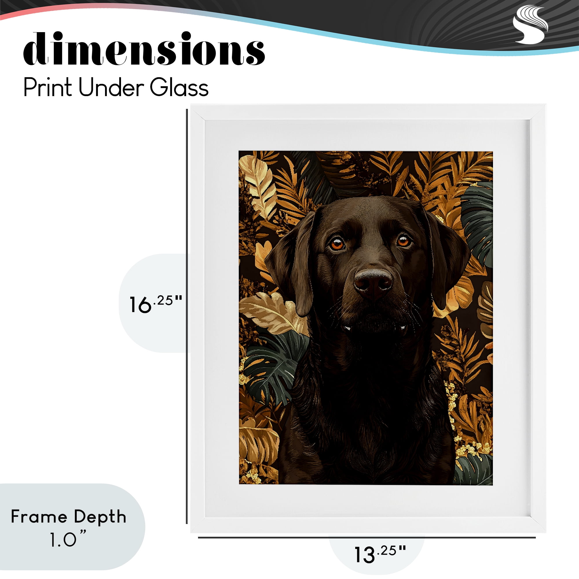 Stupell Industries Labrador with Golden Leaves White Framed Print Under Glass, design by Creative Studio