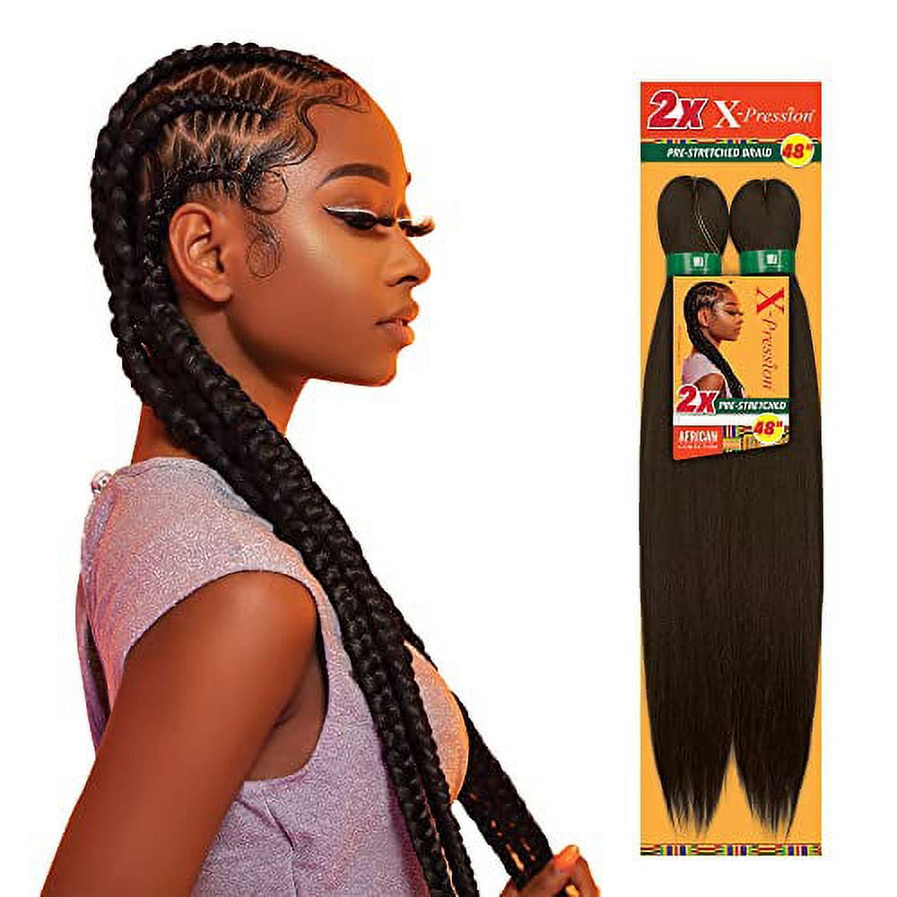 Sensationnel X-pression prestretched braiding hair - 2x xpression 48 inch all kanekalon flame retardant synthetic braid in hair extensions - 2X 48 Inch (3 pack, RED)