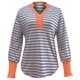 thumbnail image 3 of MHFRRA Blusa Informal Cómoda de Manga Larga con Cuello Redondo y Rayas a La Moda, Suave y Elástica, para Uso Diario Naranja, 3 of 5