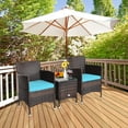 thumbnail image 2 of Gymax Ensemble de Mobilier d'Extérieur en Rotin pour Patio 3 Pcs avec Chaises Coussinées et Table Basse, 2 of 10