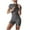 Dark Gray, variant on aidice Athletic Jumpsuits for Women High Neck Zip Short Sleeve Stretch Skinny Workout Shorts Bodysuit