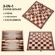 thumbnail image 4 of 3 In 1 Wooden Chess Checkers Backgammon Set Portable Wooden Chess Set for Adults Kids, 4 of 5