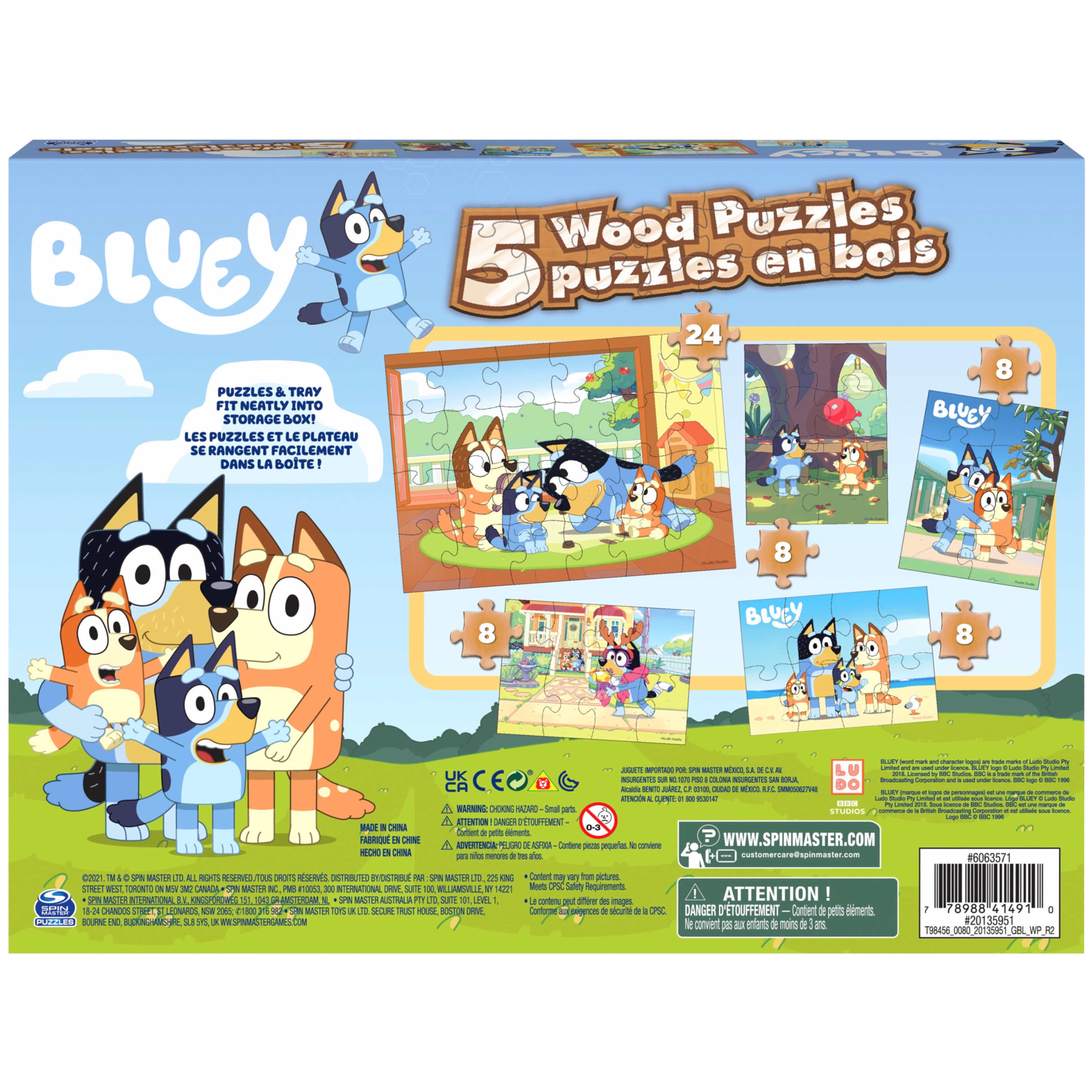 Bluey, 4-Pack of Wooden Puzzles with Bingo, Mum, and Dad Characters, 24  Piece Jigsaw Toy Gift Set, for Kids Aged 3 and up 