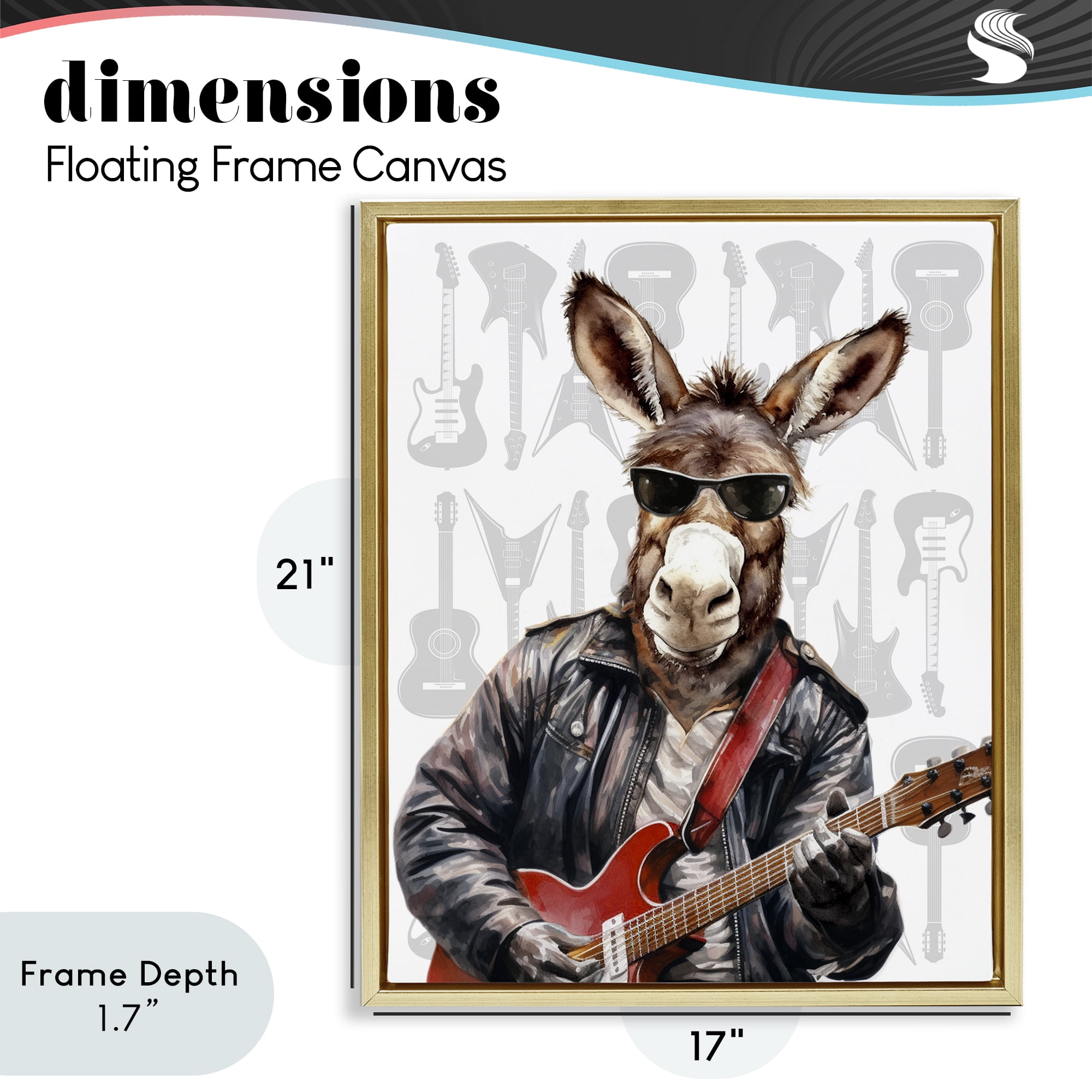 Stupell Industries Performing Musician Donkey Gold Framed Floater Canvas Wall Art, design by CAD Designs