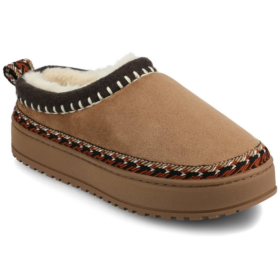 Journee Womens Tarika Sherpa Round Toe Warm Flexible Comfort Mule Slipper
