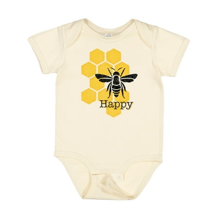 

Inktastic Honeycomb Bee Happy Gift Baby Boy or Baby Girl Bodysuit