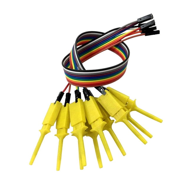 10 sondas de analizador lógico con 10 canales de clips de gancho para depuración de circuito eléctrico Amarillo shamjiam Línea de enlace de prueba de Analizador lógico