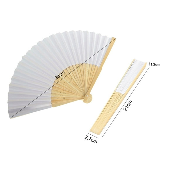 White Paper Fans,Held Bamboo Folding Fan Blank Decoration Folded DIY Painting Fan Wedding Party Favors Home Gift