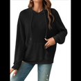 thumbnail image 2 of Sudadera Informal con Capucha y Bolsillo Frontal de Larga con Cordón para Mujer Negro M, 2 of 9