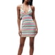 thumbnail image 2 of TRKIYQC Vestido de fiesta con cuello halter para mujer, tejido de gofres a rayas de corte bajo sin mangas Bodycon de una pieza para damas, marrón/azul TRKIYQC casual, 2 of 9