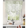 thumbnail image 3 of Sage Green Boho Tie Up Curtains for Kitchen Bathroom Bedroom Windows 45 Inch Length, Vintage Floral Contemporary Art Balloon Drape Curtains Shade Rod Pocket Drapery Curtain Panel, 34"x45", 3 of 7