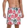 thumbnail image 2 of Uemuo Rose Flowers Pattern Men's Short Pajama Pants – Soft & Breathable Lounge Shorts, Elastic Waistband with Pockets, Lightweight Sleepwear for All-Season Comfort-Small, 2 of 6