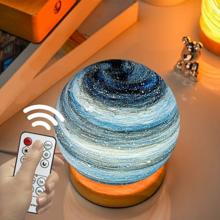 

Clearance LED Light Three-dimensional Dimmable Planets Glass Ball Night Light Mood Wandering Planets Night Light Bedroom Bedside Lamp Birthday Gift Home Decoration 14cm