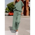 thumbnail image 6 of Aleumdr Women's 2 Piece Outfits Sweatsuits Short Sleeve Sweatshirt Suits for Women Green S, 6 of 8