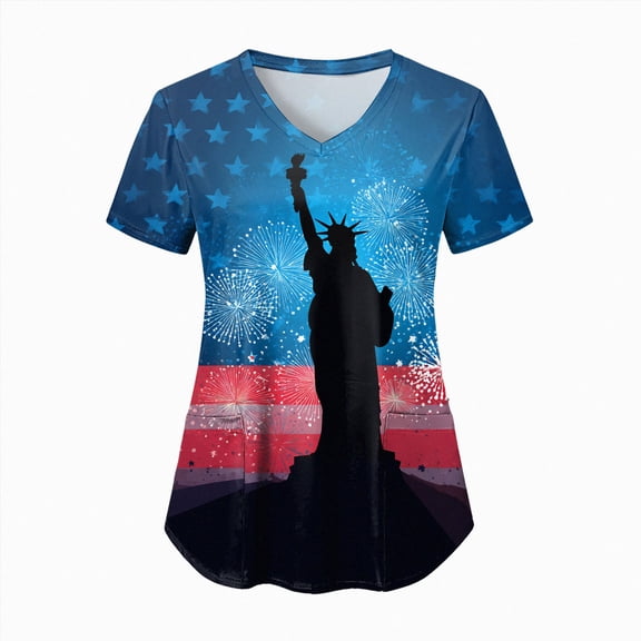 UngA 250 Anniversary USA Shirt 4th of July T-Shirt for Women Independence Day We The People V-Neck Women's Tshirts (Dark Blue,XXL)