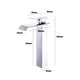 thumbnail image 4 of Grifo de lavabo de cascada alta para lavabo sobre encimera Mezclador monomando de baño rectangular ajustable en frío y caliente SUS304 acero inoxidable cepillado antihuellas, 4 of 5