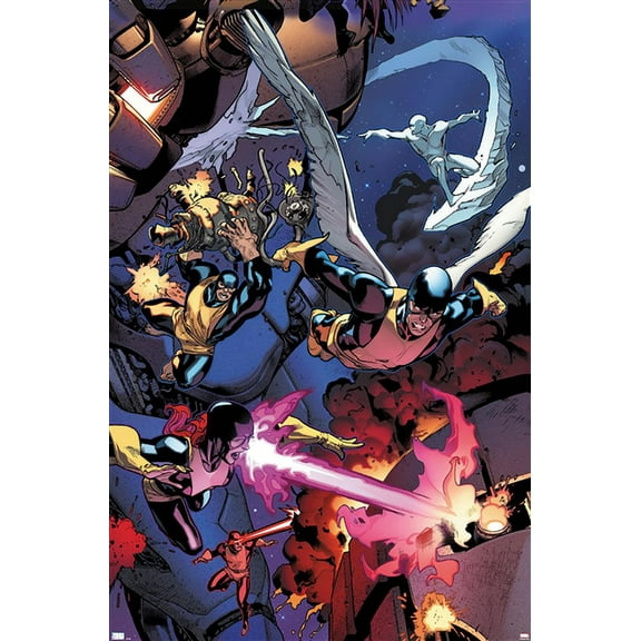 Marvel Comics - The X-Men - Classic Group Fighting Wall Poster, 22.375" x 34"