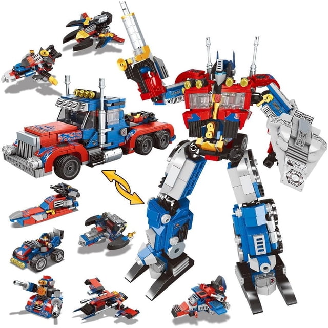 Transform Robot Car Building Toys for Boys Age 8-12,8-in-2 Robot Aircraft Ship Building kit for 10 Year Old Boy ,Christmas Birthday Gift