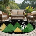 thumbnail image 4 of Round Rugs 7 Ft, Black Christmas Tree Non Slip Area Rugs for Kitchen Bedroom Entryway, Green Golden Xmas Tree Snowflake Winter Washable Carpet Runner Rug Floor Mats for Bedroom Home Decor, 4 of 9