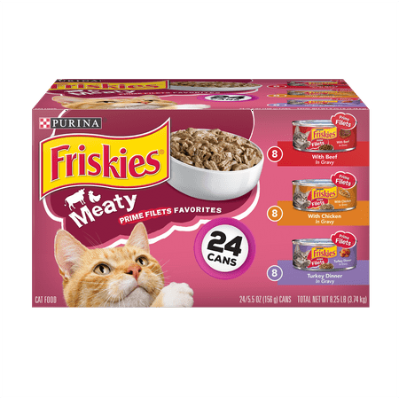 Friskies Gravy Wet Cat Food Variety Pack, Prime Filets Meaty Favorites - (24) 5.5 oz.