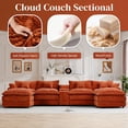 thumbnail image 3 of Avobird Oversided 124" U Shaped Cloud Couch Sectional, DeepSeat Sofa Bed with USB Charging, Hidden Storage, Cup Holders & Chenille Double Chaise, Orange, 3 of 6