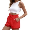 thumbnail image 5 of Minjewel Easy Fit Womens Shorts with Side Pockets and Drawstring Waist 5 Inch Inseam Lightweight Casual for Daily Wear,Orange M, 5 of 7